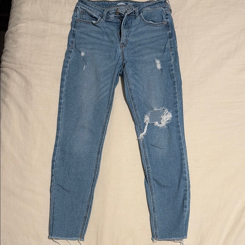 Old Navy Blue High Rise Jeans with Distressed Details